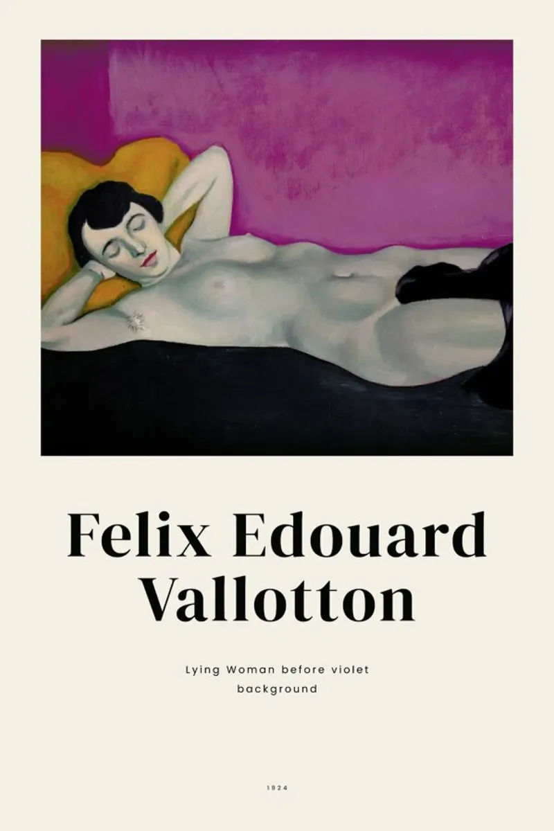 Vallotton - Lying Woman before Violet Background pellicola backlit da ARTOTHEK
