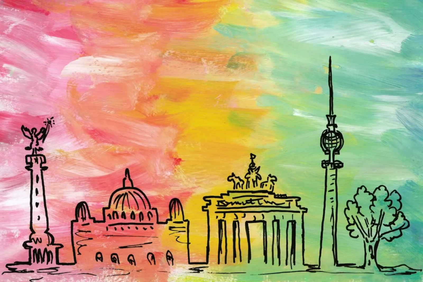 Berlin Rainbow Skyline poster by KP Design