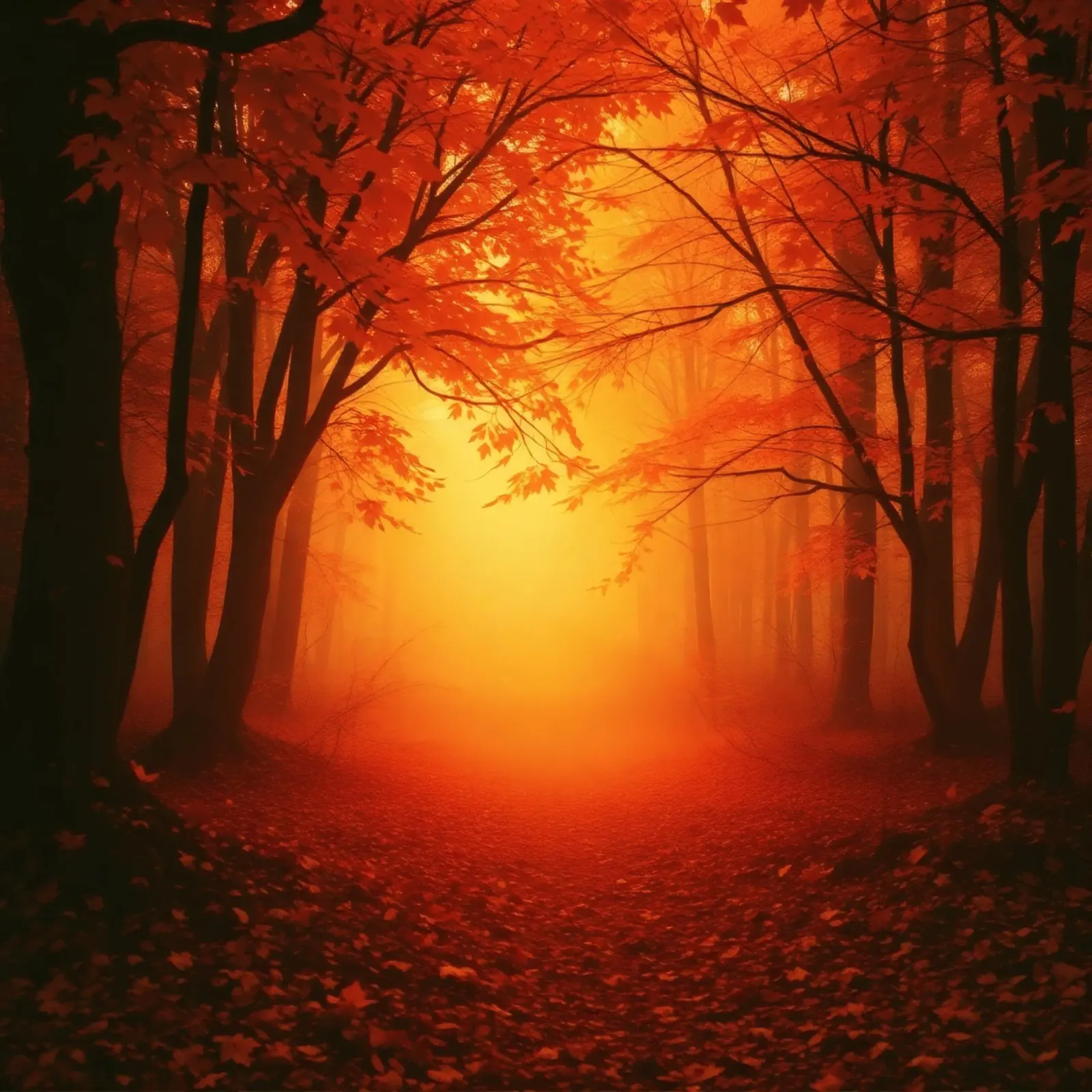 Forêt d'automne baignée d'une lumière dorée hahnemühle de DesignDoodle