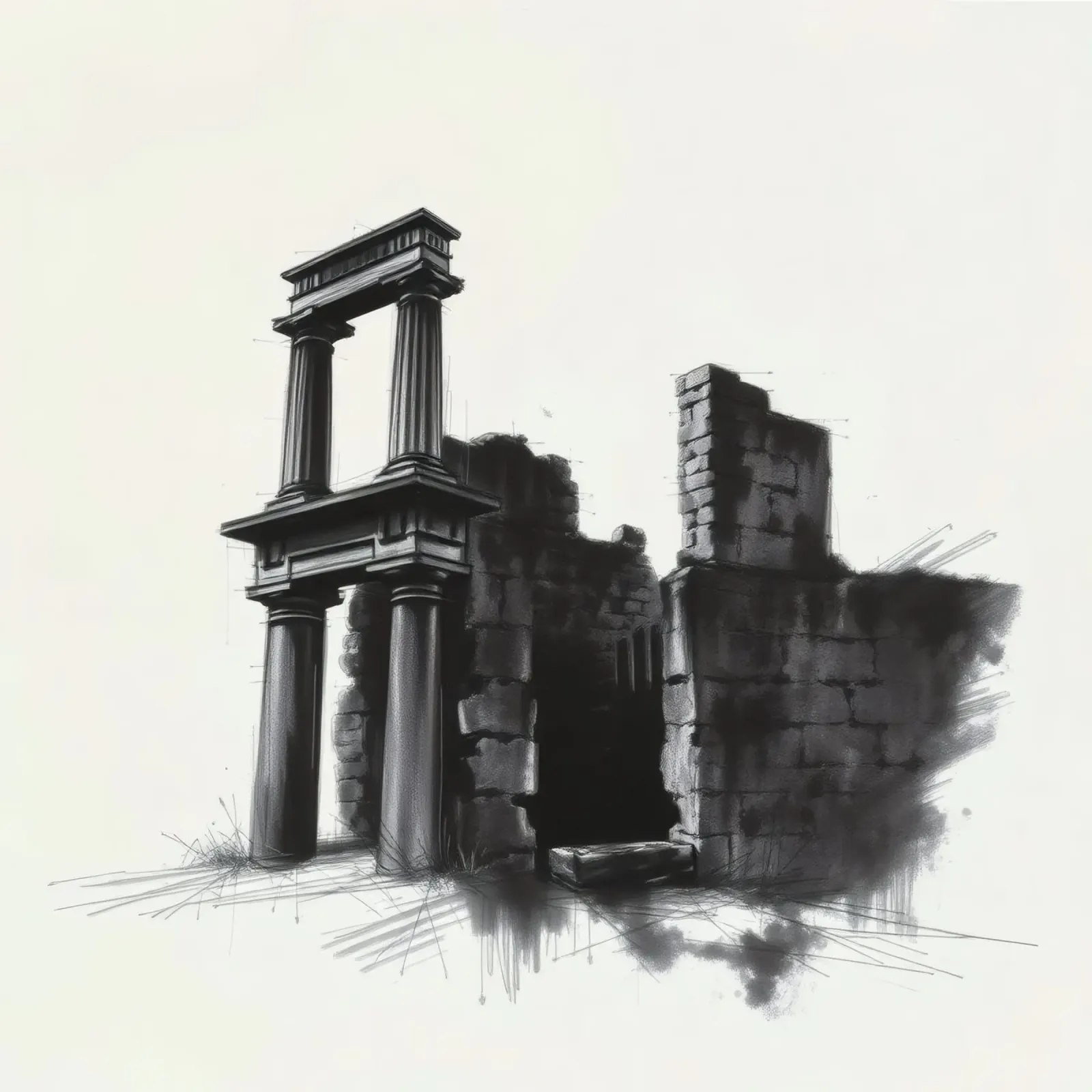 Antiche rovine con imponenti colonne e muri diroccati pellicola backlit da DesignDoodle