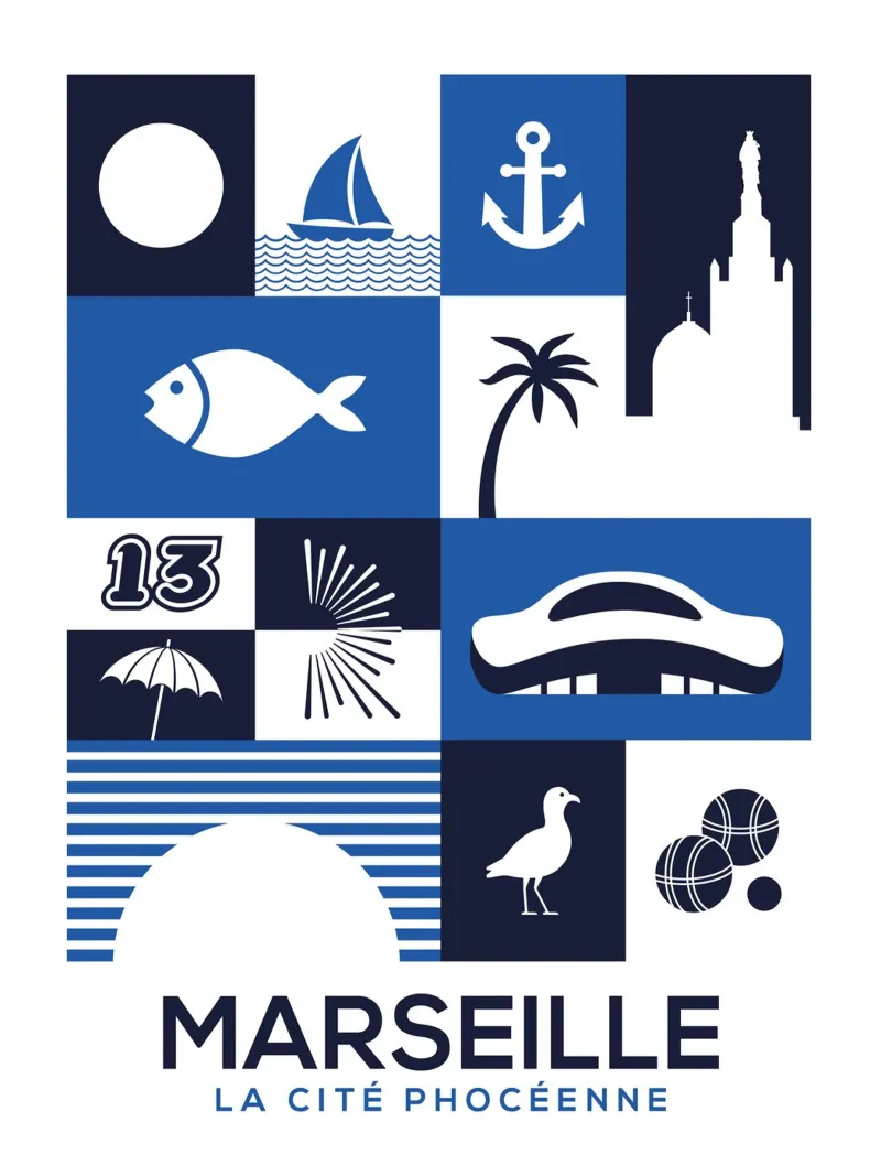 Affiche Marseille poster con marco de madera de Posutã