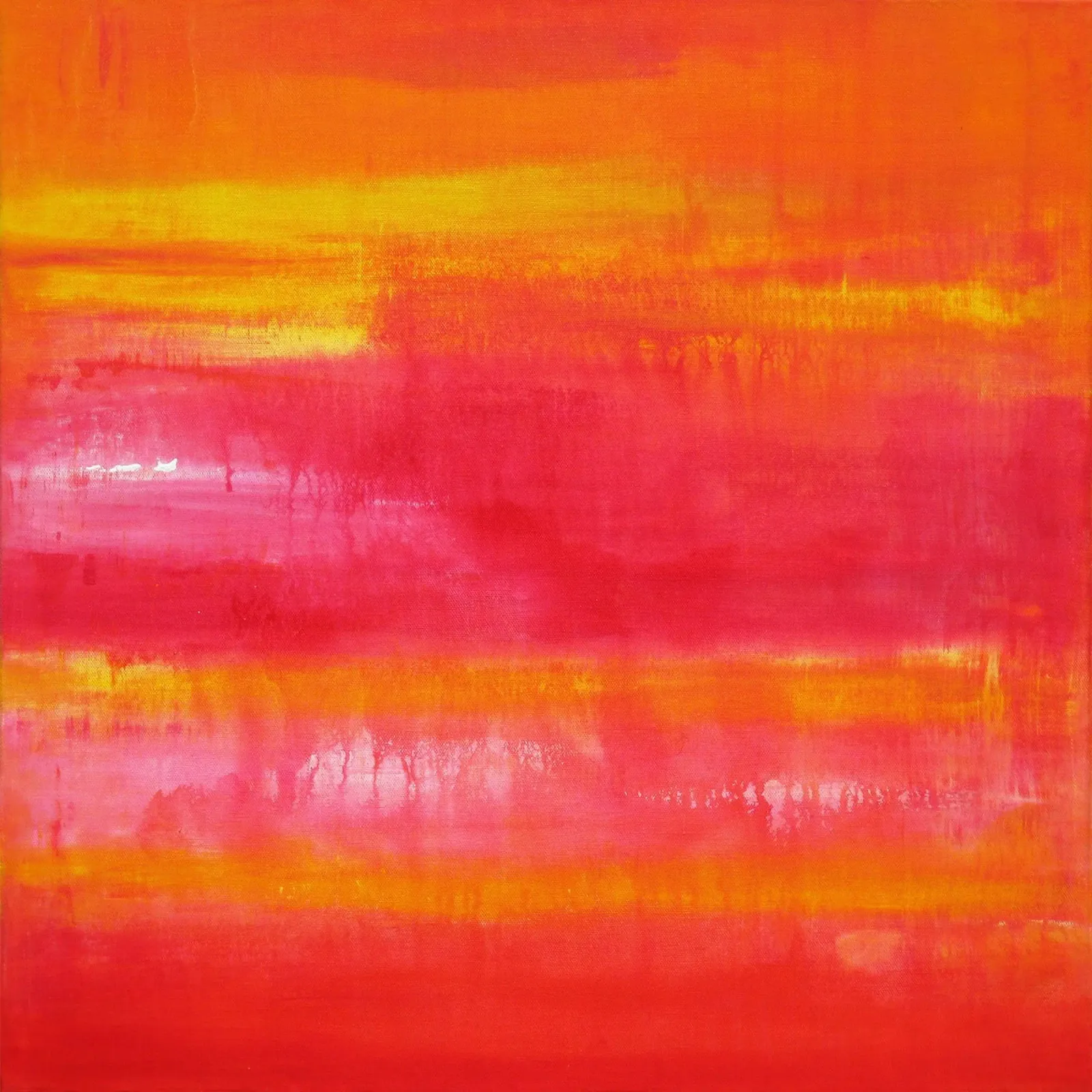 Sommertag - gelb orange rot abstrakte Kunst poster da Petra Lang