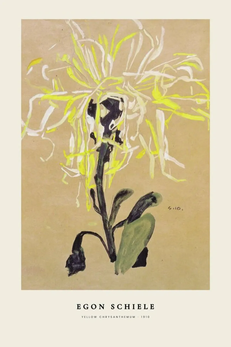 Schiele - Yellow Chrysanthemum pellicola backlit da Vintage by JUNIQE