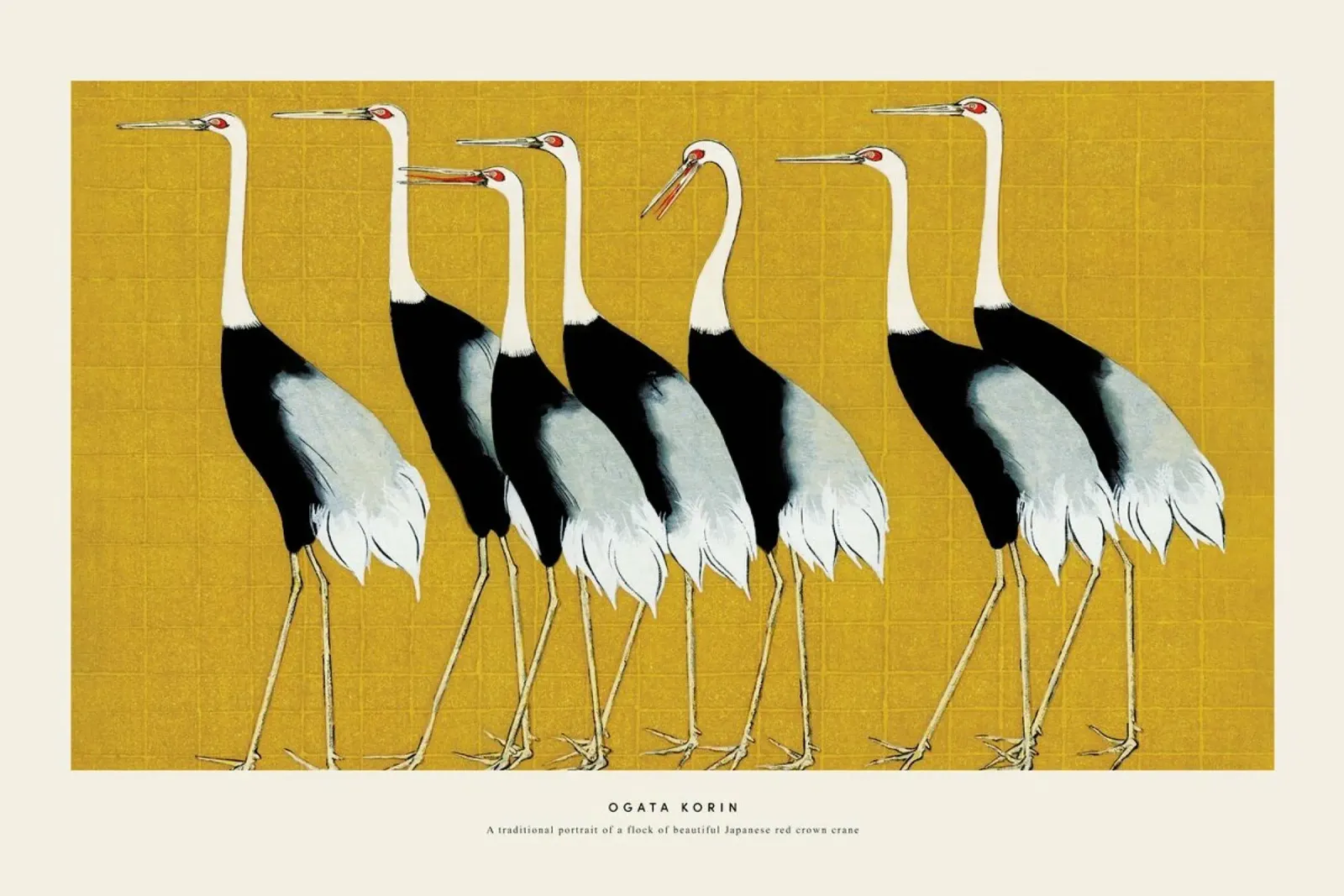 Korin - Red Crown Crane carta hahnemühle da Vintage by JUNIQE