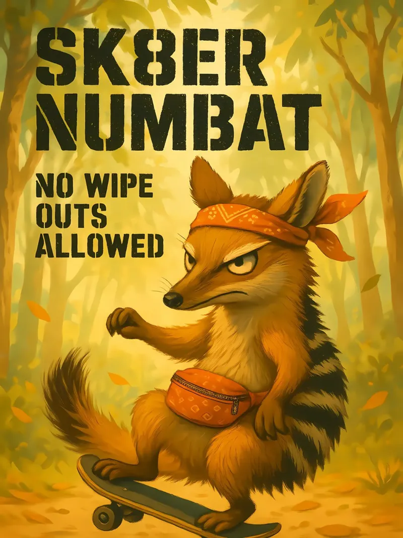 Meme divertente di Numbat poster con telaio in legno da Funny Humor Art