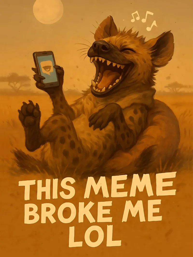Meme divertente della iena poster con telaio in plastica da Funny Humor Art