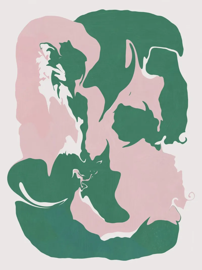 Astratto liquida il rosa e il verde tela da Little Dean