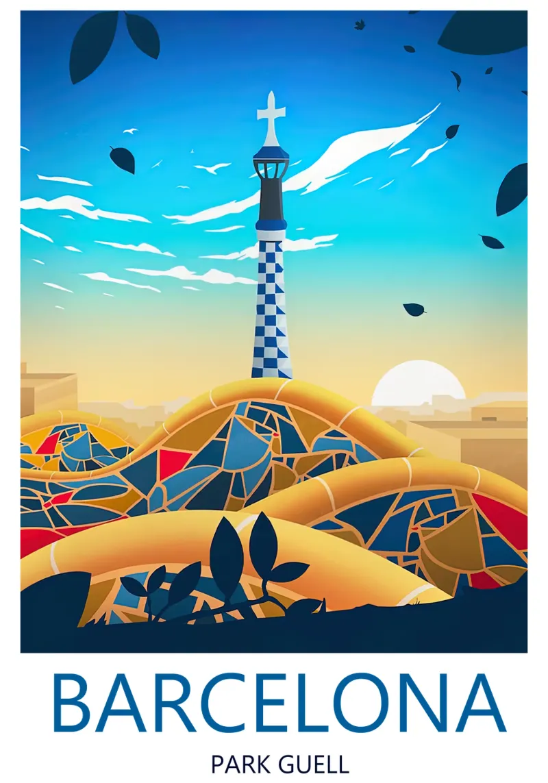Barcelona Reisebericht - Park Güell Poster von Liliestudio