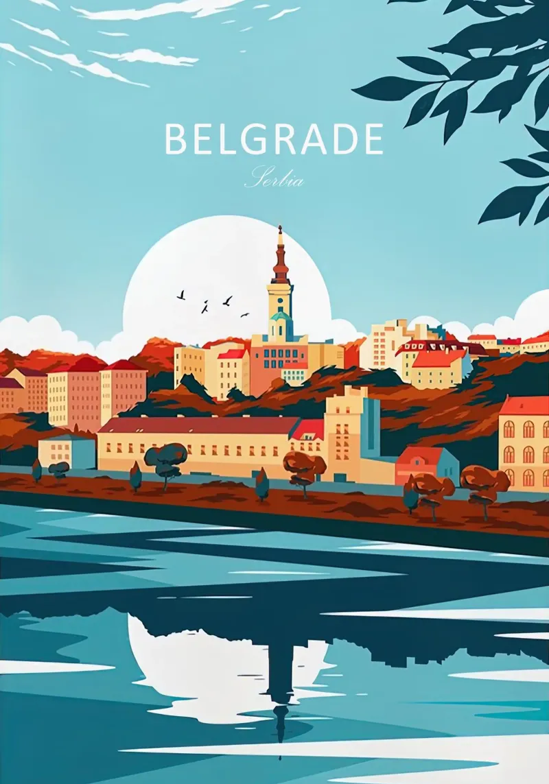 Belgrado traditionele reisprent - Servië canvas met Baklijst van Liliestudio