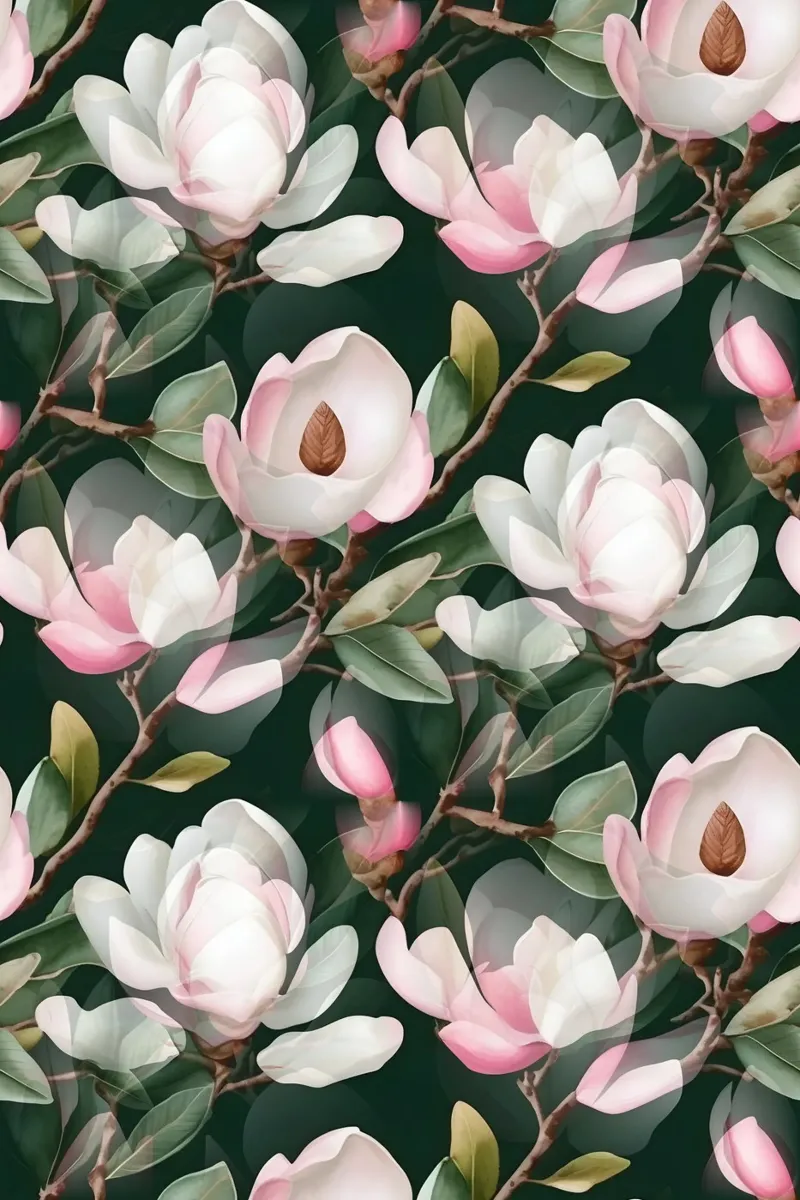 Üppiges Magnoliengrün und Rosa Acryl-Glas von SilverPegasus