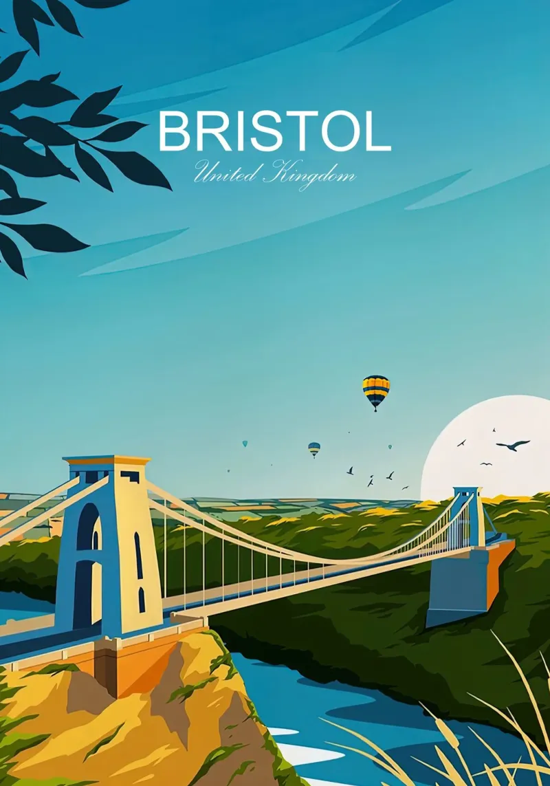 Stampa tradizionale di viaggi Bristol - Regno Unito tela con Cornice a cassetta da Liliestudio