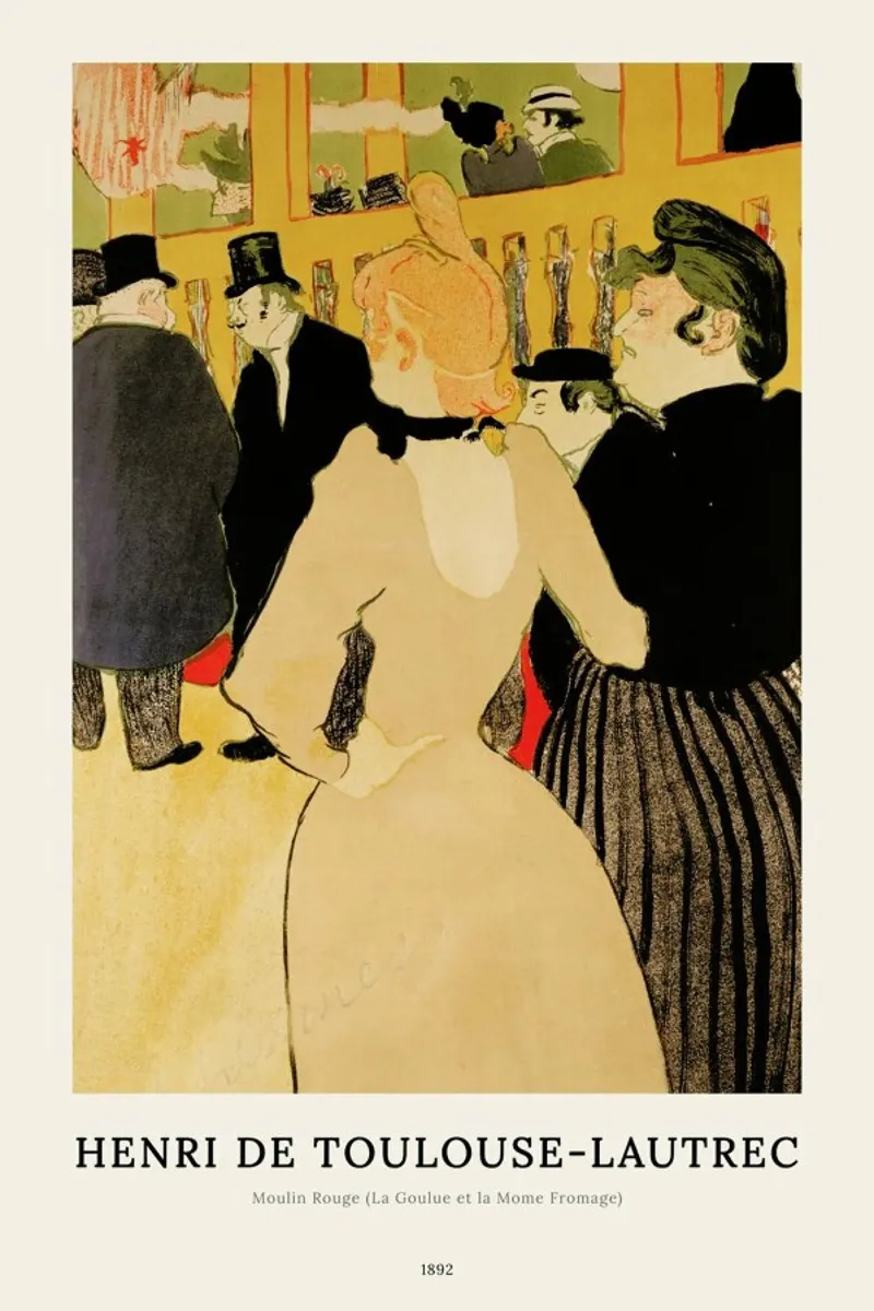 Henri de Toulouse-Lautrec - Moulin Rouge (La Goulue et la Mome Fromage) poster con telaio in legno da ARTOTHEK