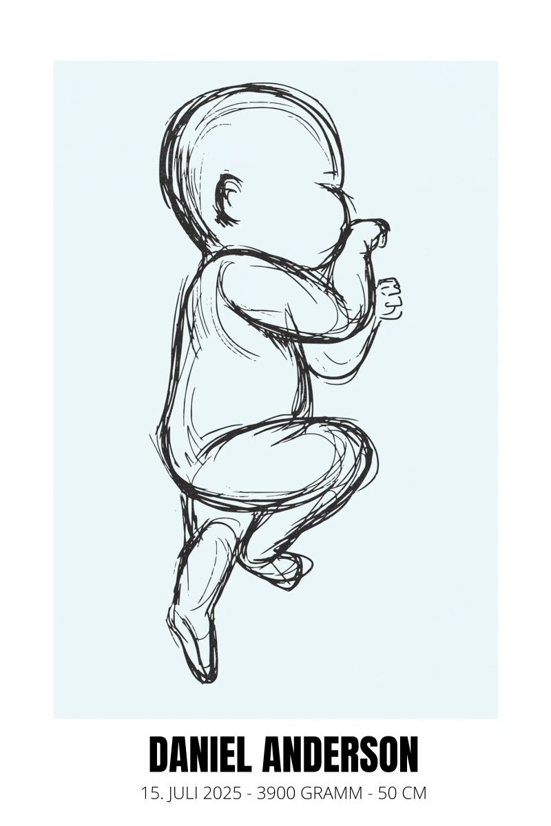 Dessin de bébé avec dates - unique & personnel poster de FRAMELY