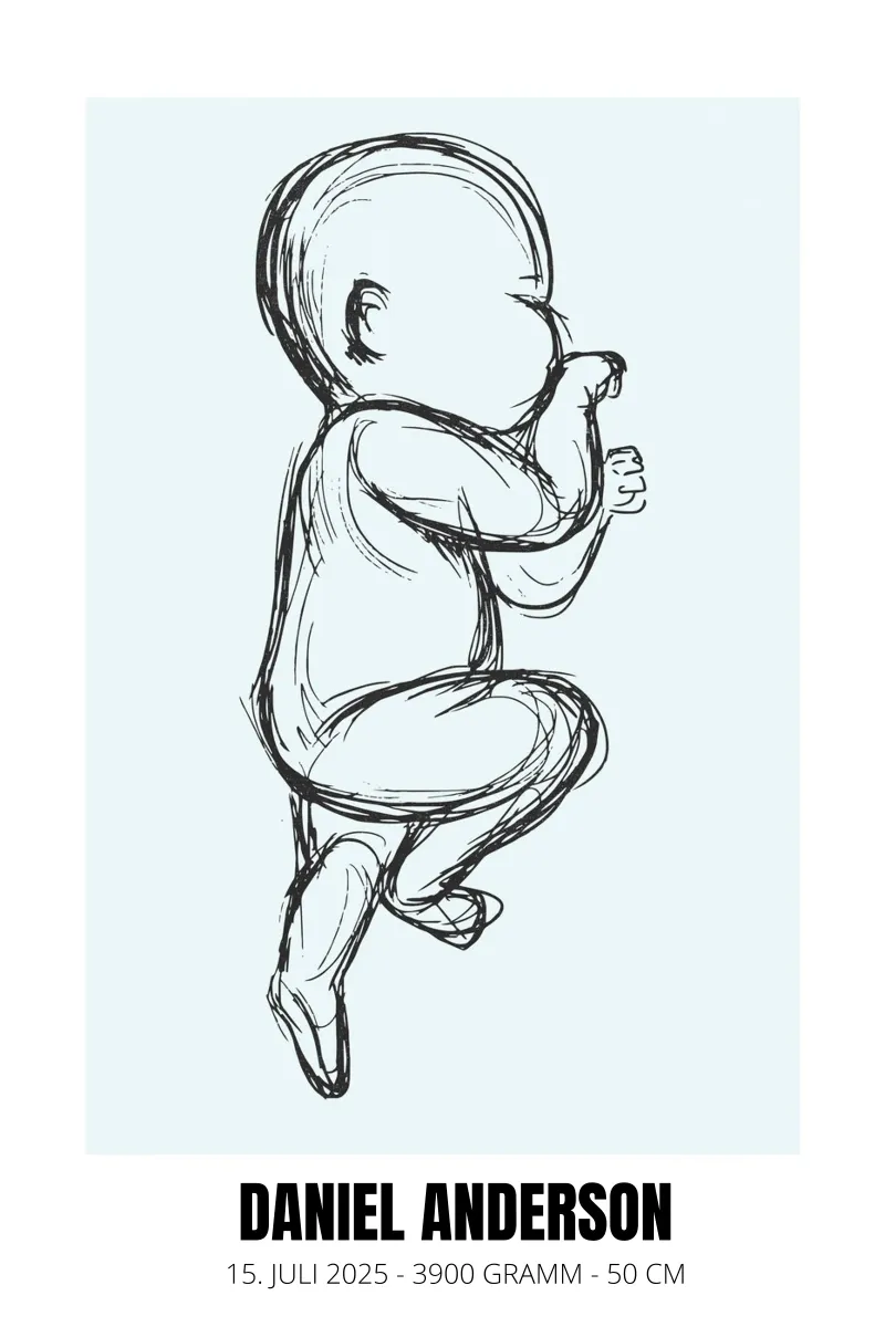 Babytekening met data - uniek & persoonlijk poster van FRAMELY