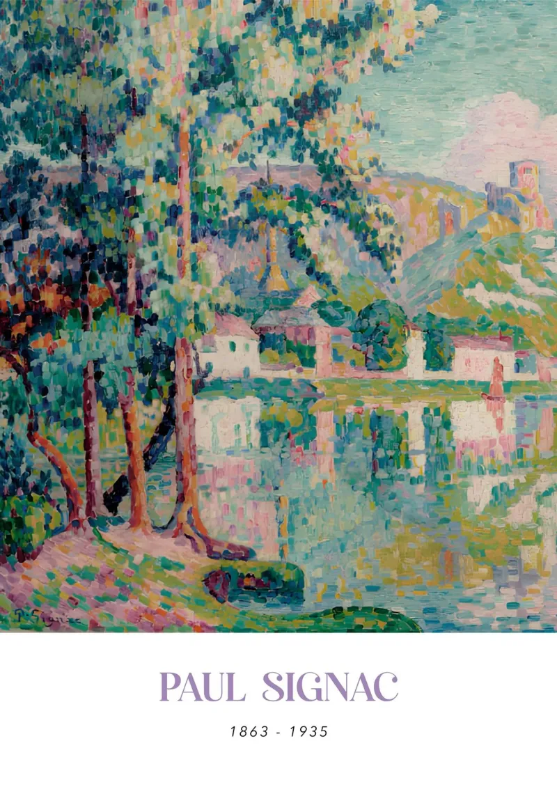 Signac Les Andelys Pointillist Rivierlandschap Print hahnemühle van NorwesClub