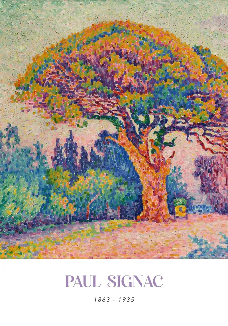 Signac Pine Tree St Tropez Pointillist Landscape Print canvas by NorwesClub