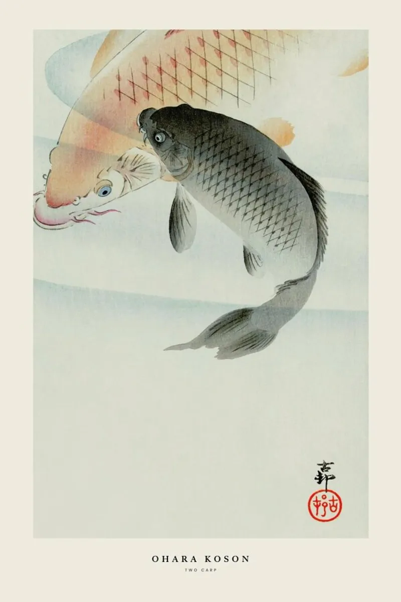 Koson - Two Carp pellicola backlit da Vintage by JUNIQE