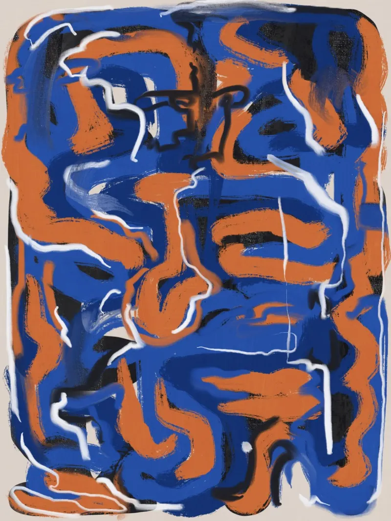 Dans van blauw en rood canvas met Baklijst van Little Dean