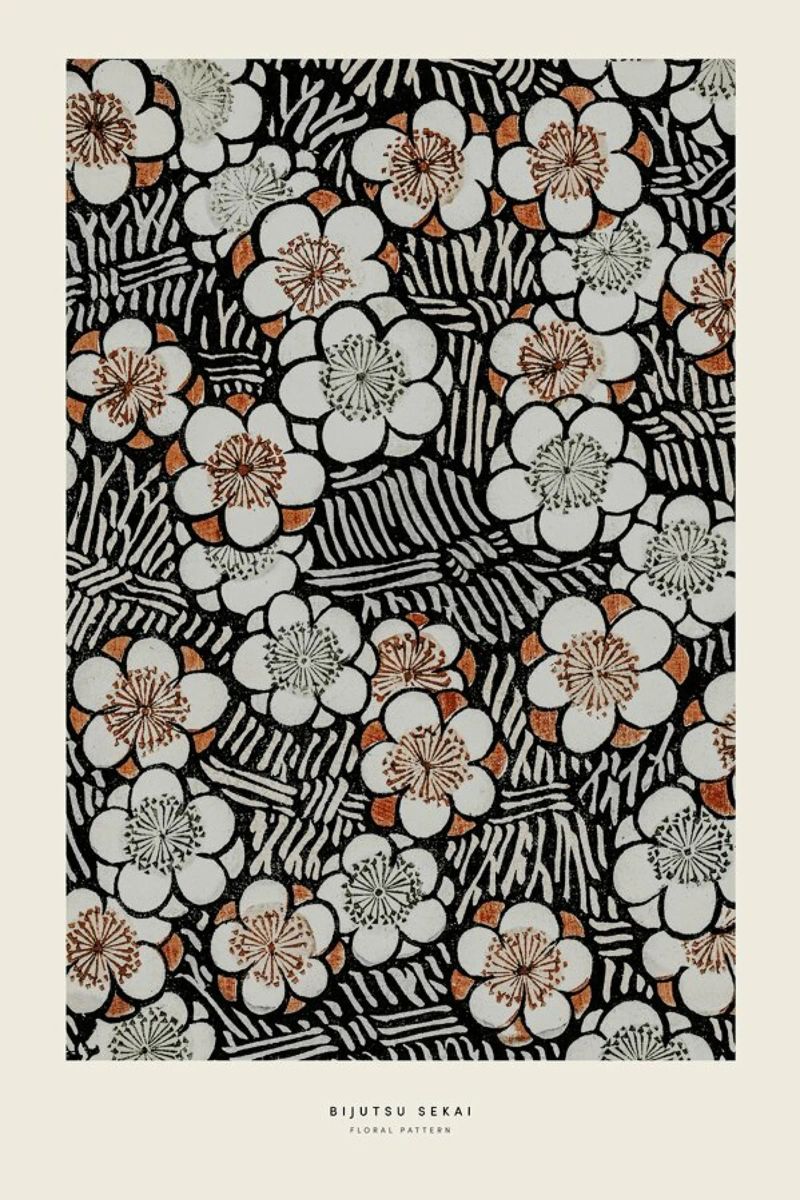 Bijutsu Sekai - Floral Pattern poster van Vintage by JUNIQE