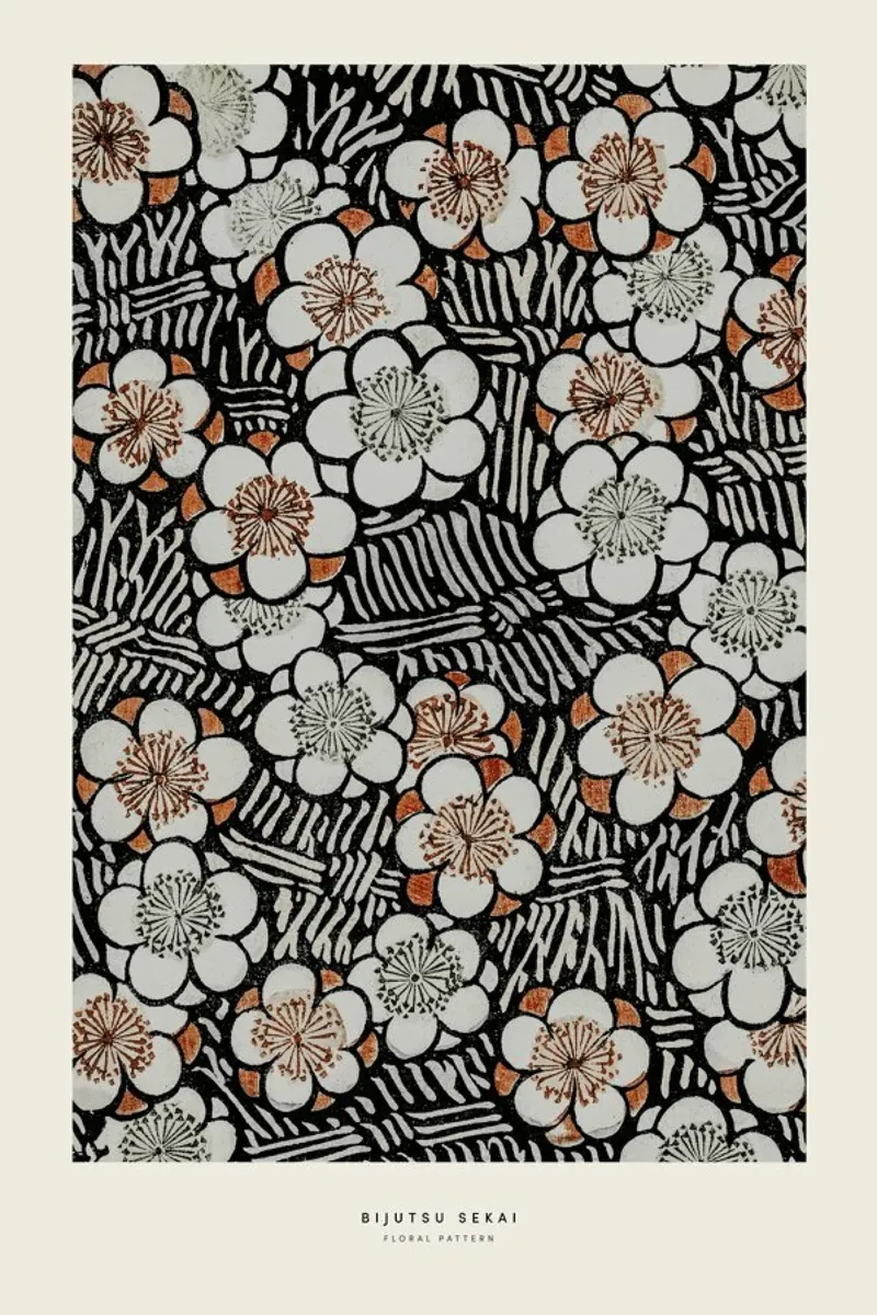 Bijutsu Sekai - Floral Pattern carta hahnemühle da Vintage by JUNIQE