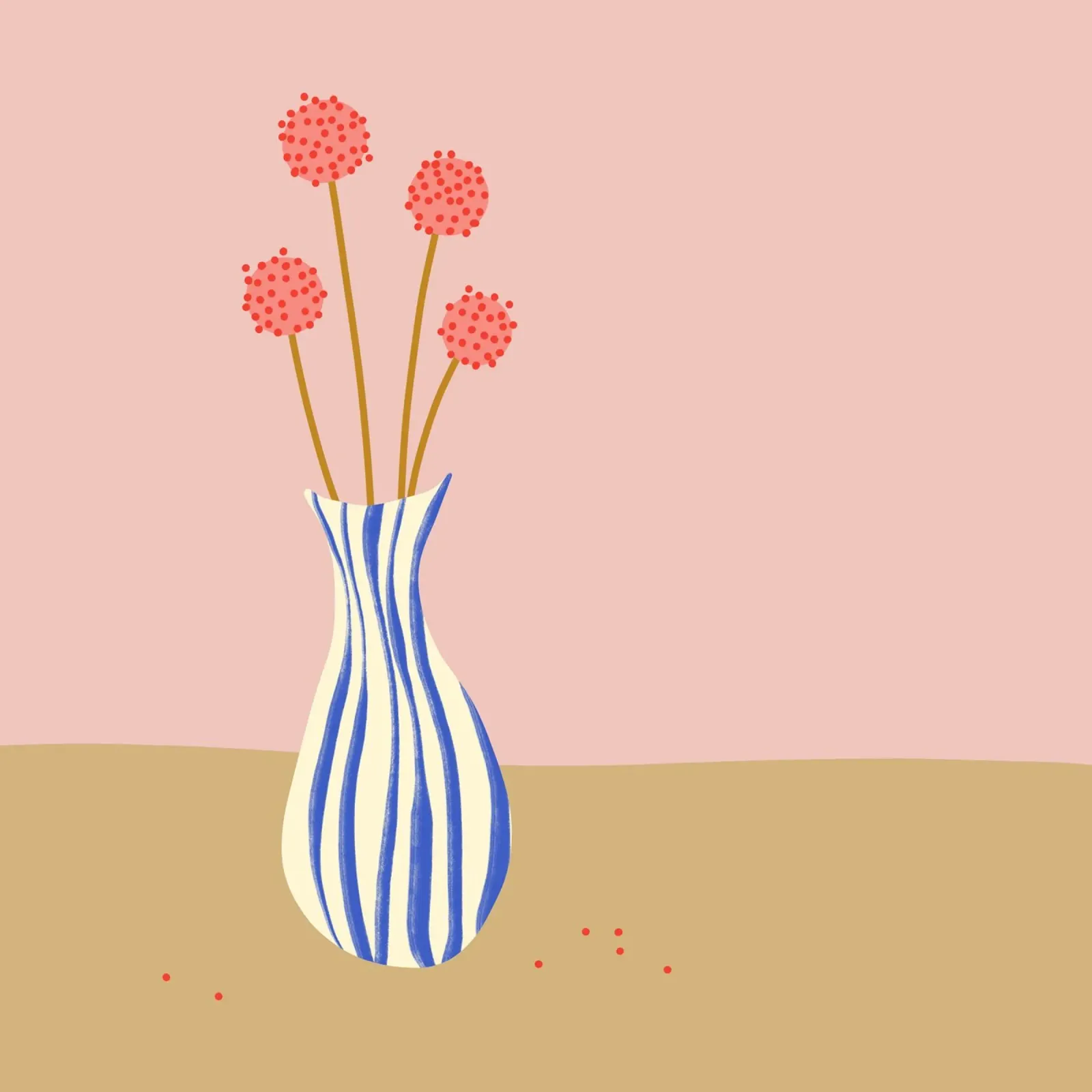 Blumenbild - Vase - Frühling - Sommer - Skandi poster con telaio in legno da keinkonzept