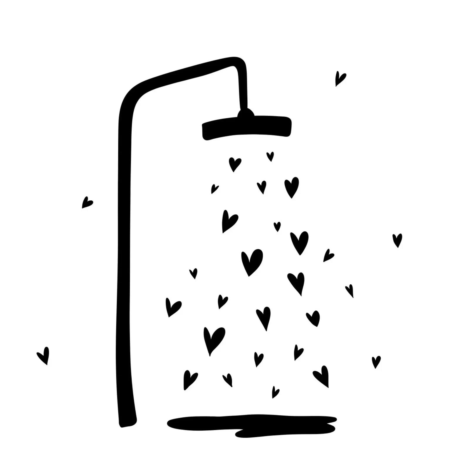 Dusche - Herzen - Badezimmer - Gäste - Liebe poster con telaio in legno da keinkonzept