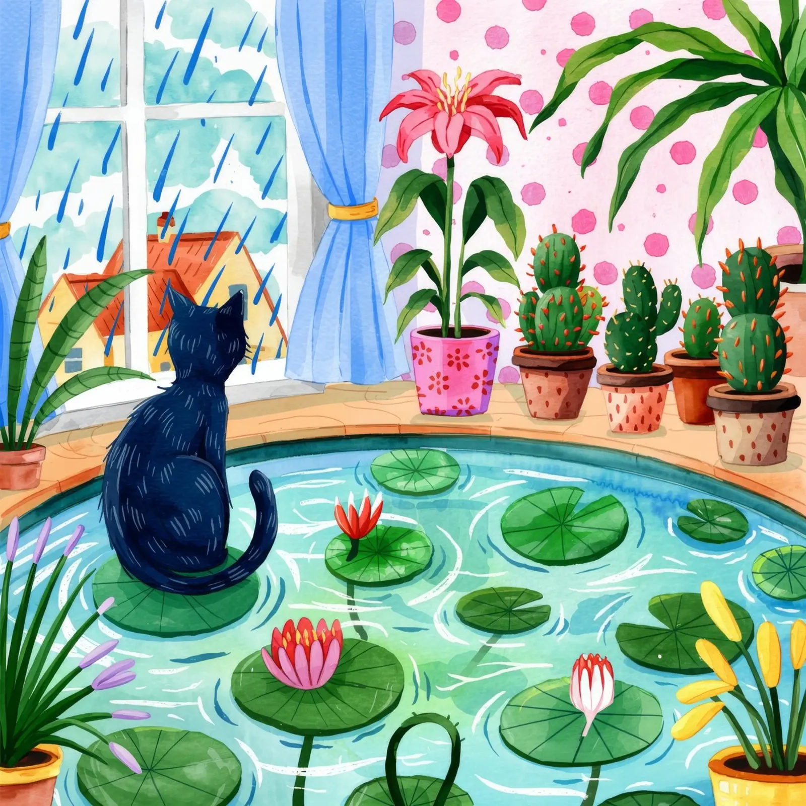 Giardino sereno per gatti poster da Murni Strokes