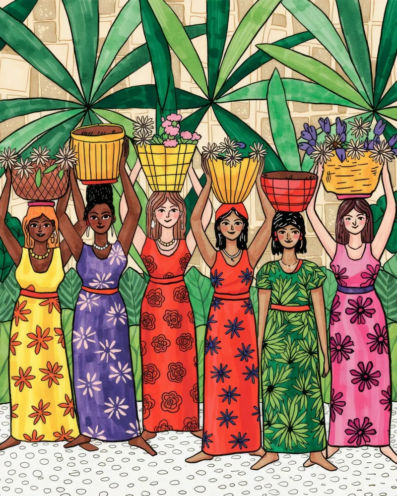 Il mercato vibrante delle donne poster da Murni Strokes