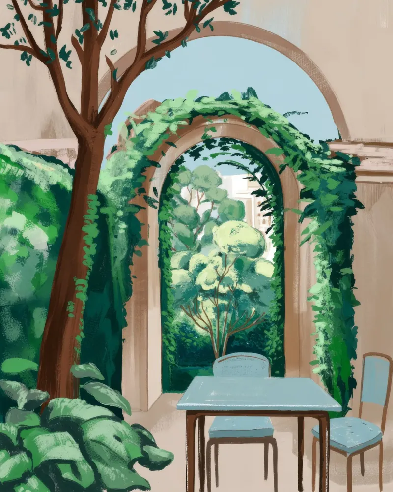 Serene Garden Arch backlit film by Murni Strokes