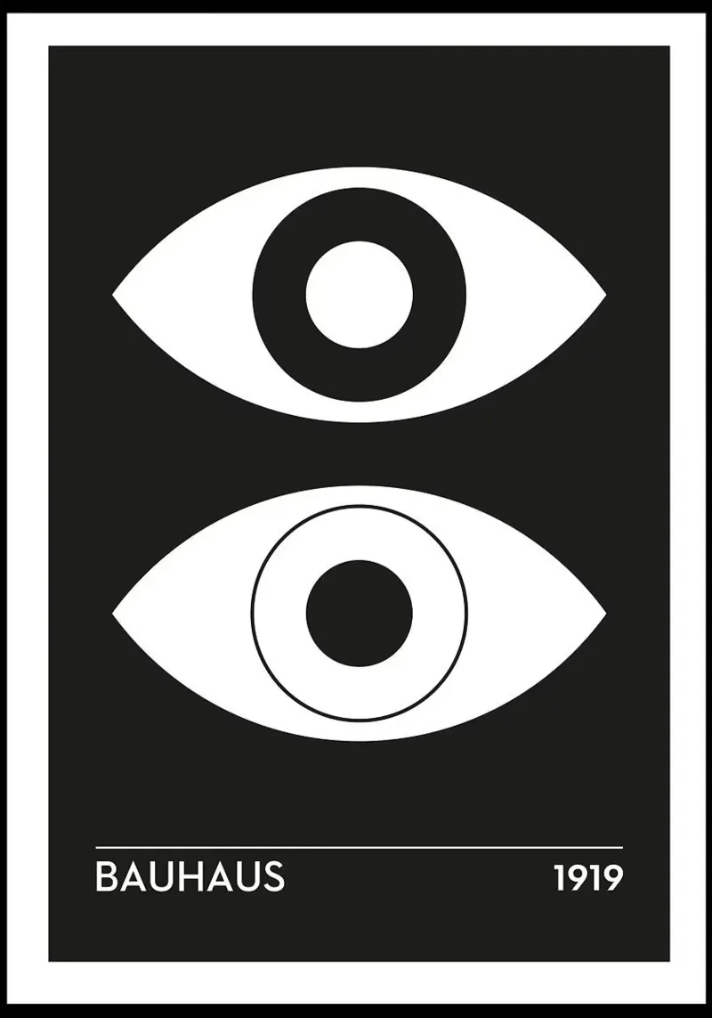 Bauhaus 99 Occhi minimalisti poster con telaio in plastica da Purrfect Whiskers Art