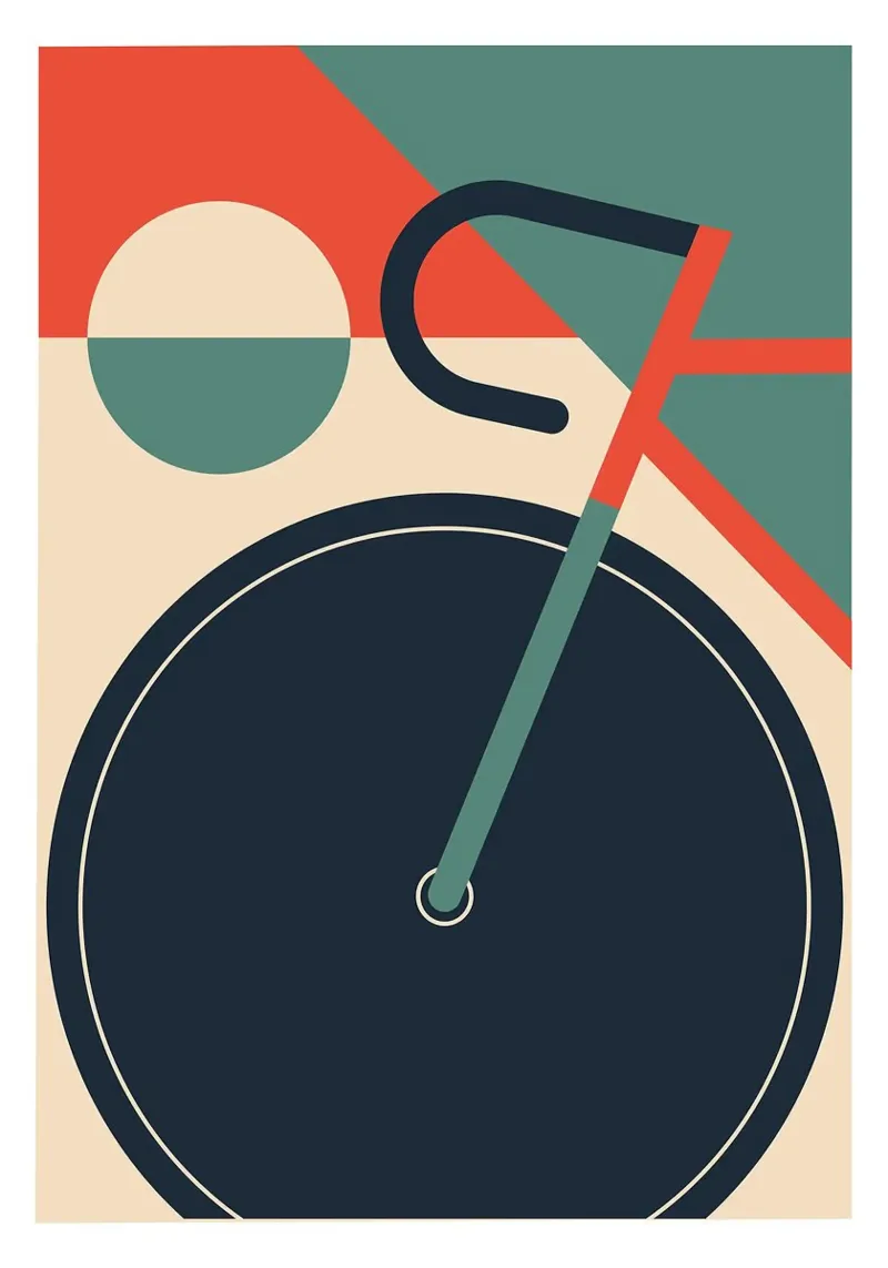 bicicletta bauhaus geometrica poster con telaio in legno da Charles A Boudreau