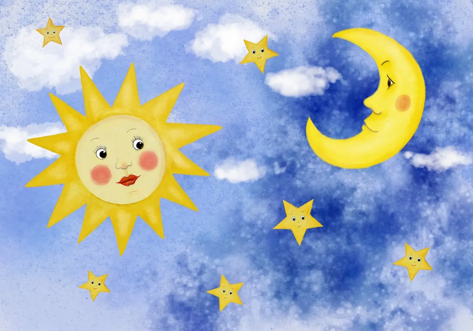 Sun, moon and stars, children's design hahnemühle by Farbwelten