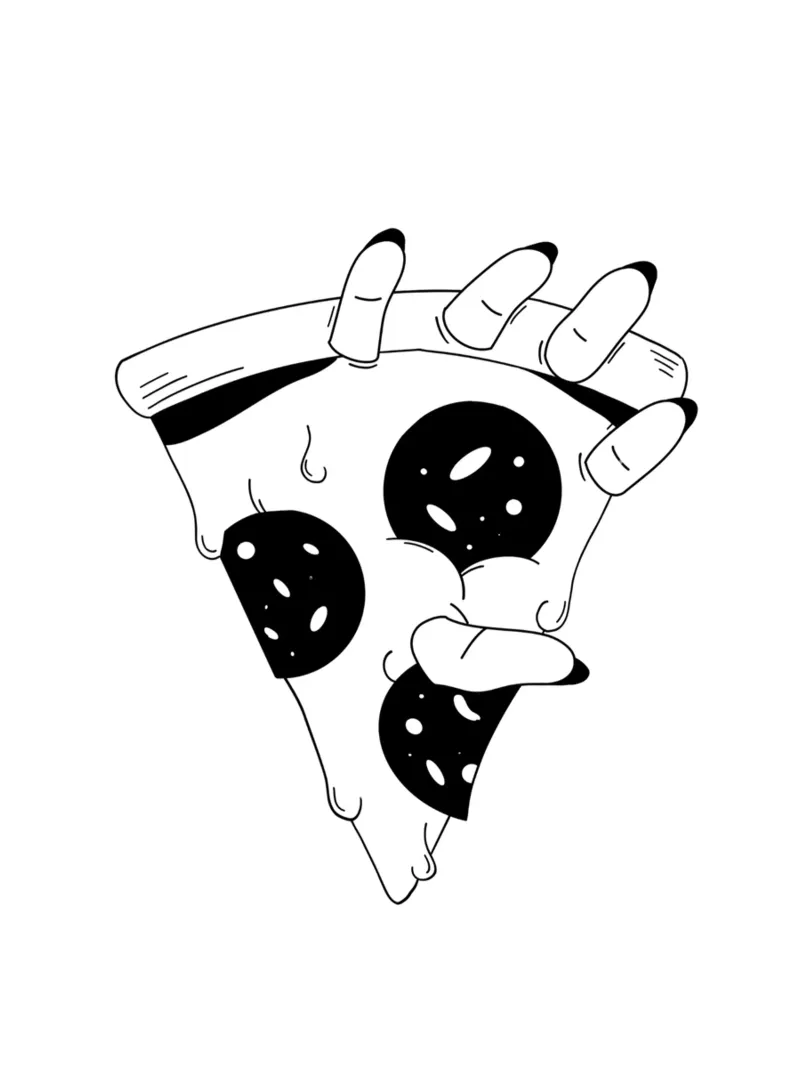 Pizza Hand carta hahnemühle da byh.illustration