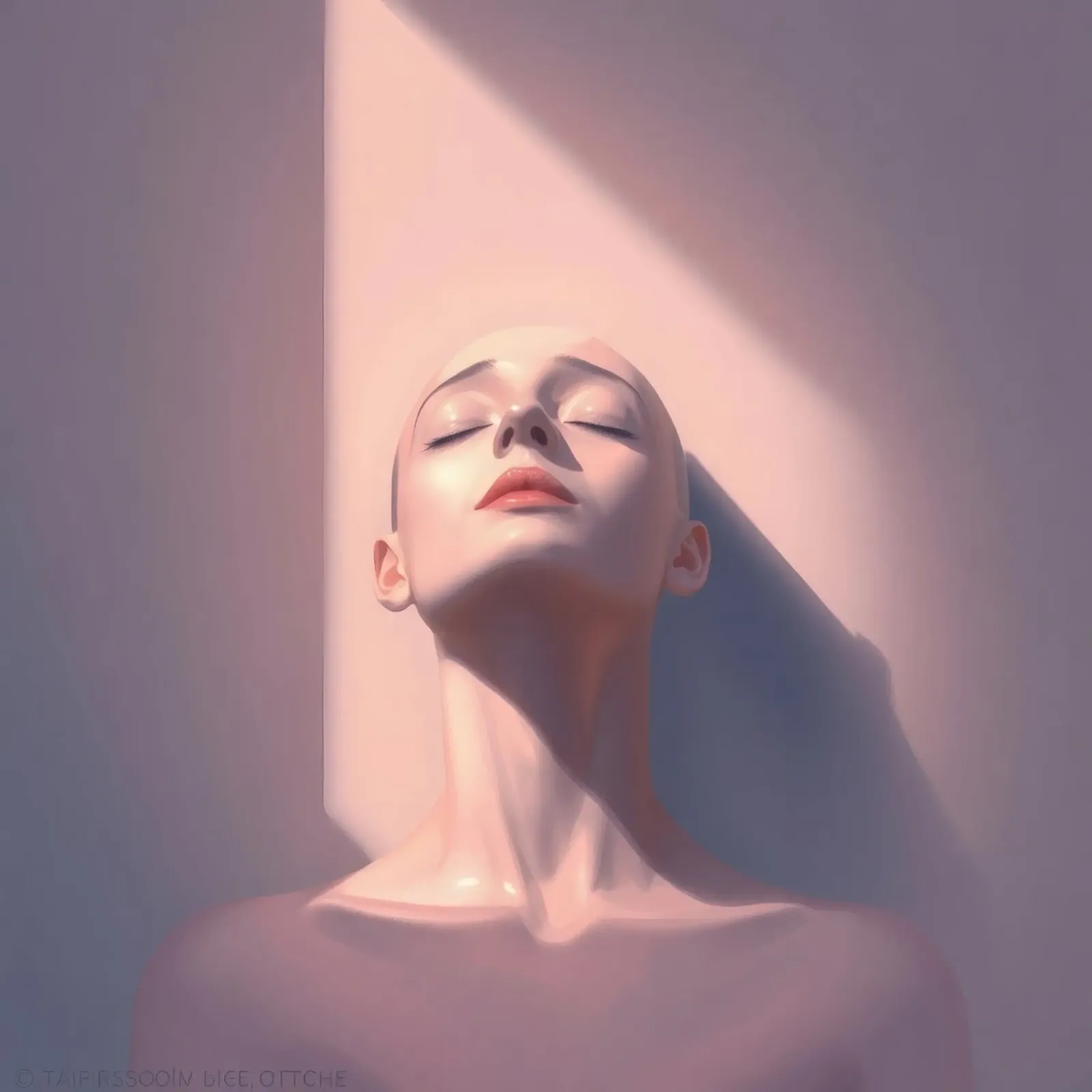 Portrait d'une femme sereine se prélassant dans la lumière naturelle poster avec cadre en aluminium de DesignDoodle