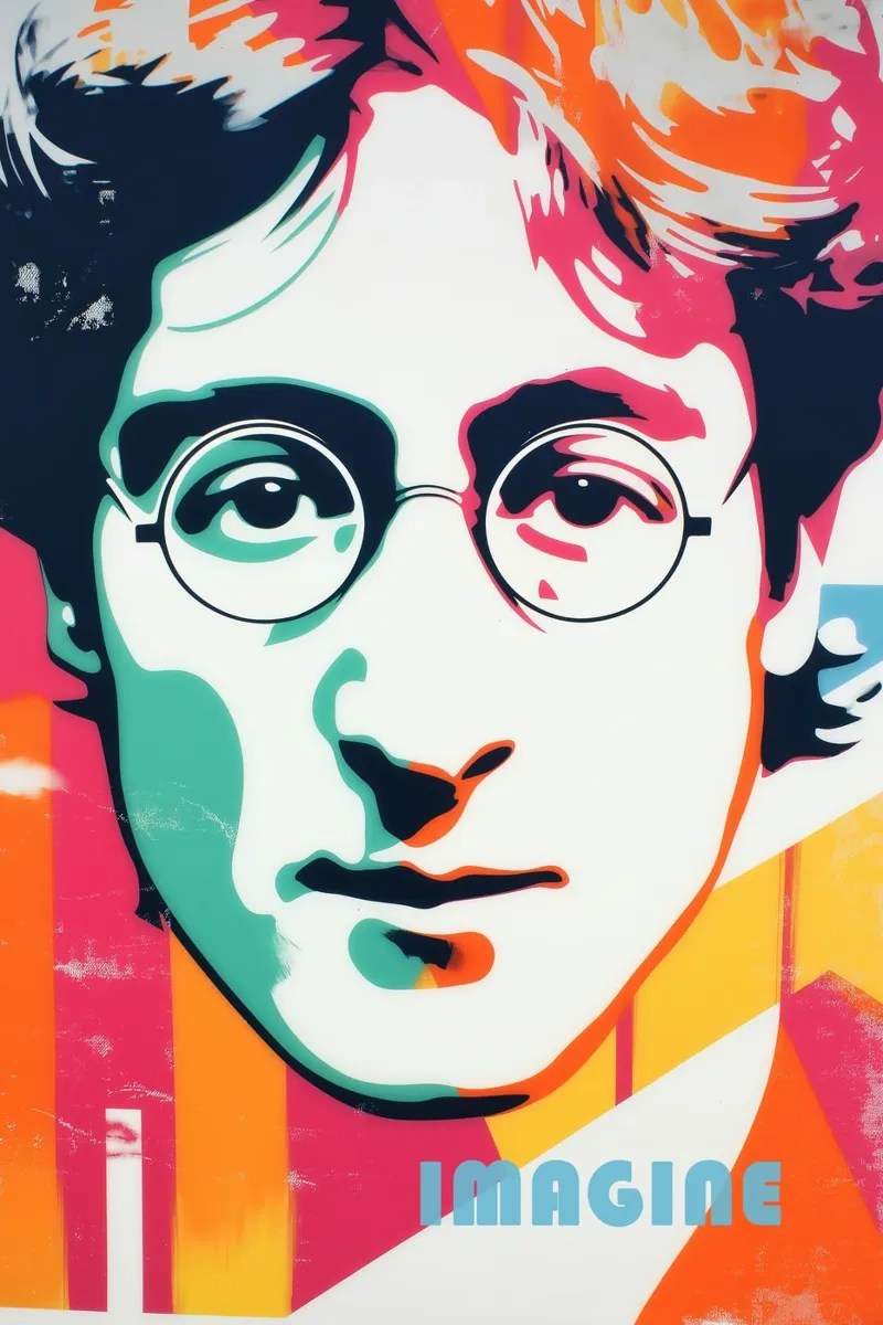 Imagine | Optimistic John Lennon Pop Art Portrait canvas with Floater frame by Autofocus