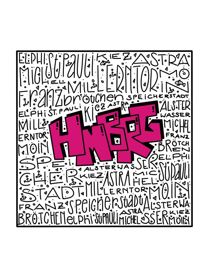 HAMBURG Poster Graffiti Hamburg Schriftzug Leinwand Hamburg Poster von LIMITED EDITION LETTERS
