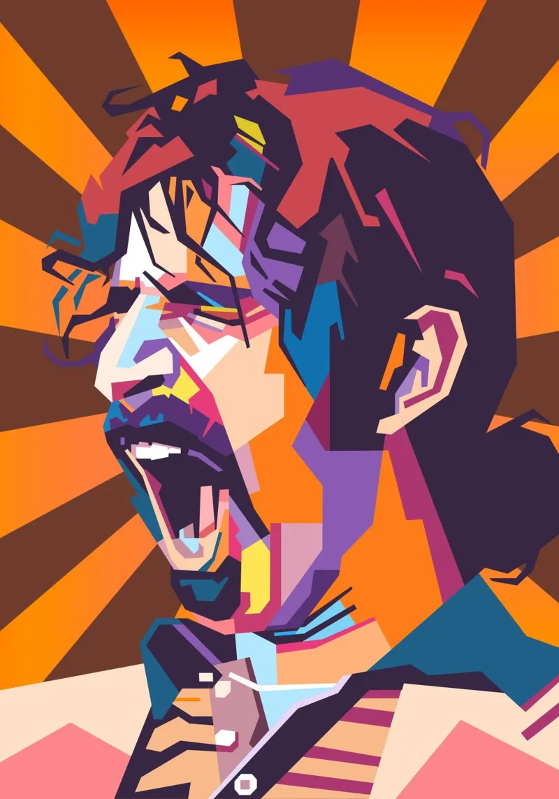 Ritratto pop art di Frank Zappa pellicola backlit da Hantamrata