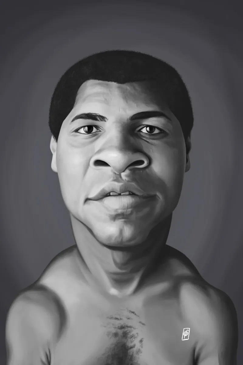 Muhammad Ali poster con telaio in legno da Rob Art | Illustration