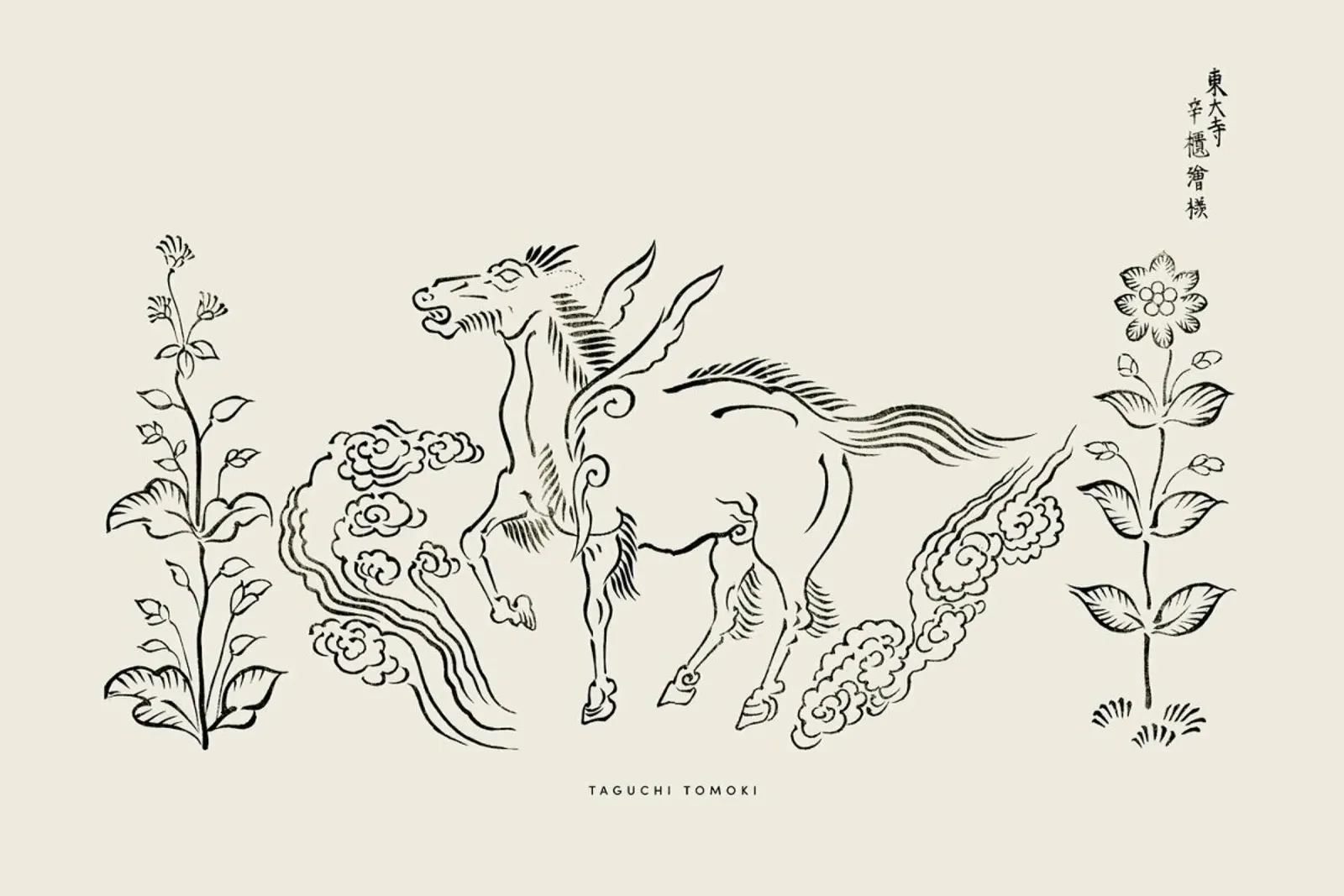 Tomoki - Pegasus Woodblock Print pellicola backlit da Vintage by JUNIQE