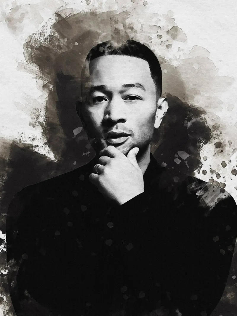 Macchia di ritratto John Legend alluminio dibond da Gunawan Rb