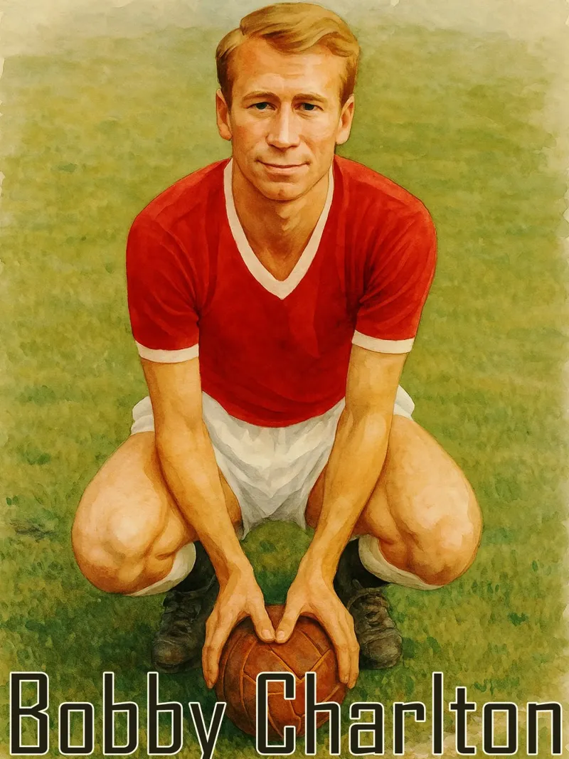 Bobby Charlton Repainting Imagination Redrawing canvas with Floater frame by MOKAIYA