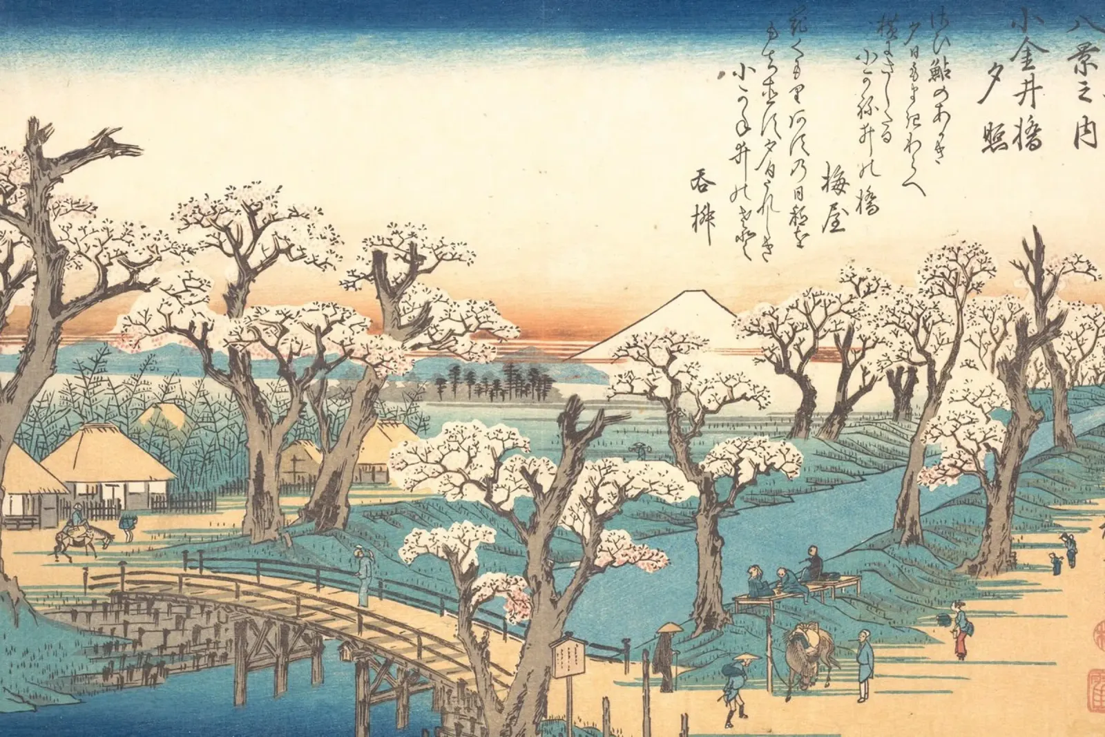 Ando Hiroshige – Evening Glow at Koganei Bridge pellicola backlit da Wirla