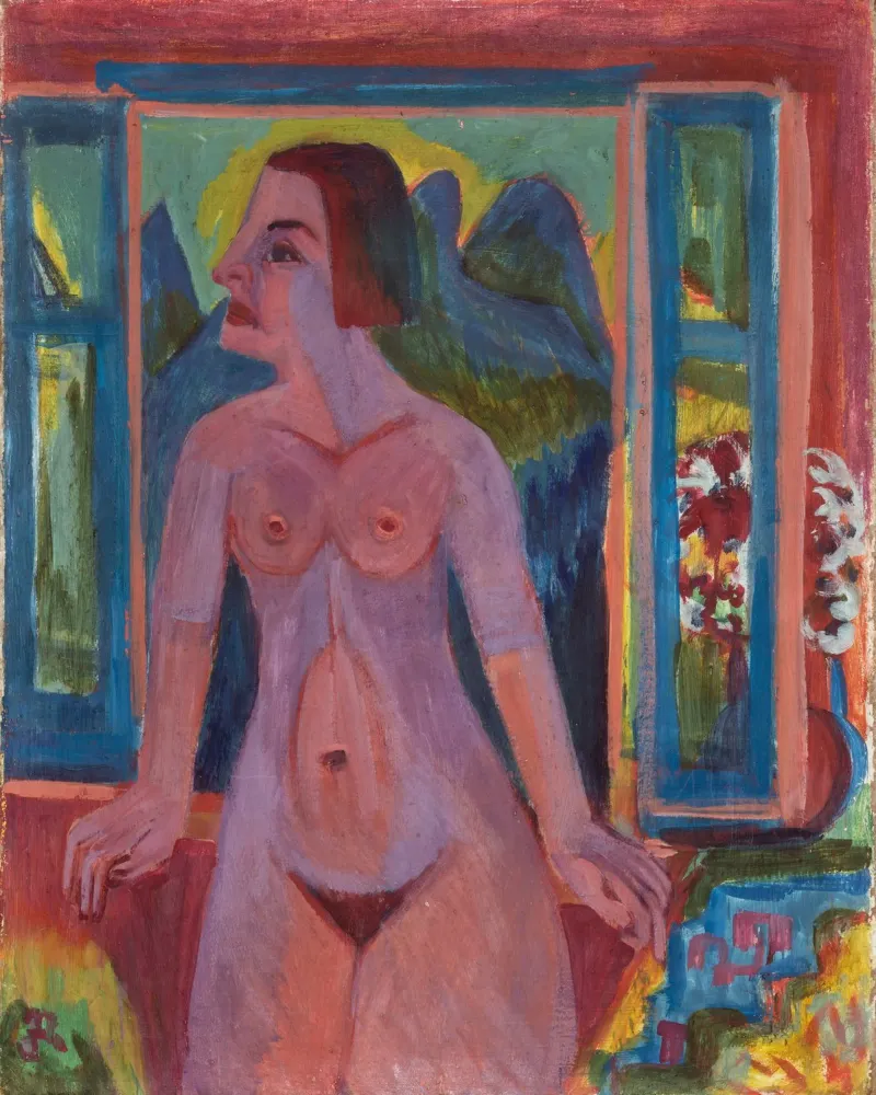 Kirchner Femme nue Fenêtre German Expressionist Print poster de NorwesClub