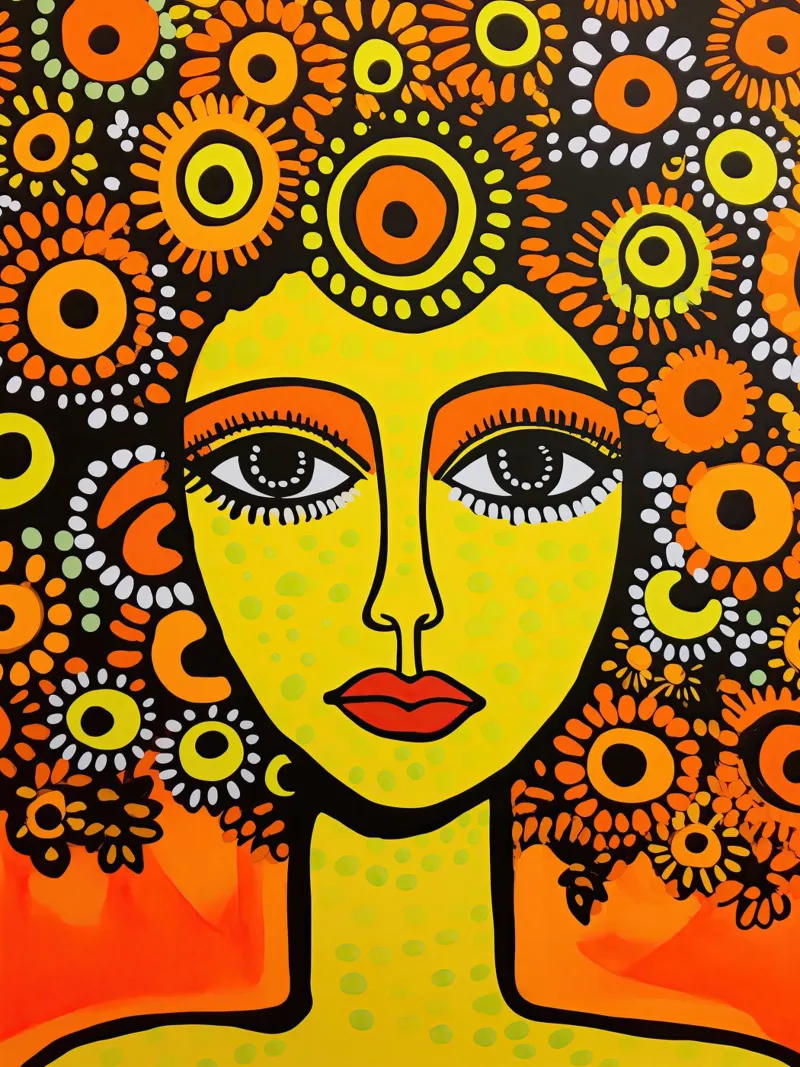 Rituali di primavera | Ritratto ingenuo di donna poster con telaio in legno da Autofocus