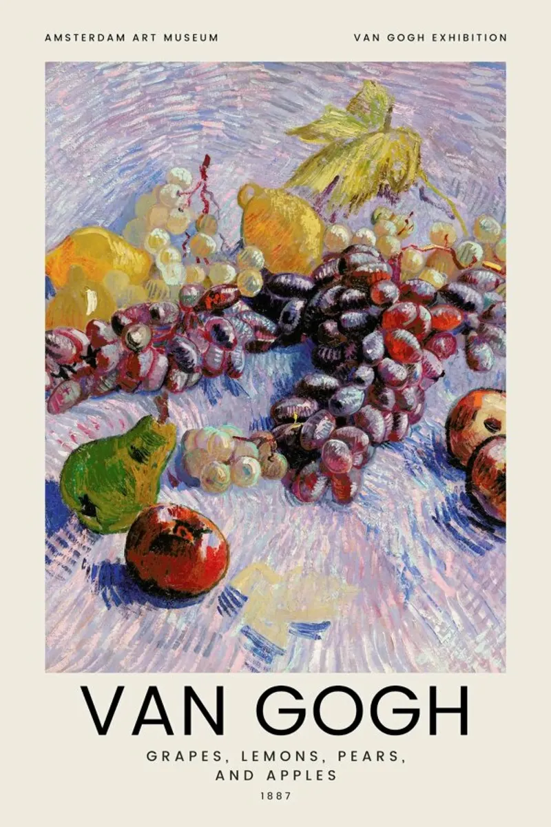 van Gogh - Grapes, Lemons, Pears, and Apples pellicola backlit da Vintage by JUNIQE