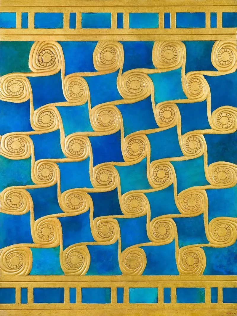 Geometric Decoration Spiral Gold Pattern Art Print canvas with Floater frame by NorwesClub