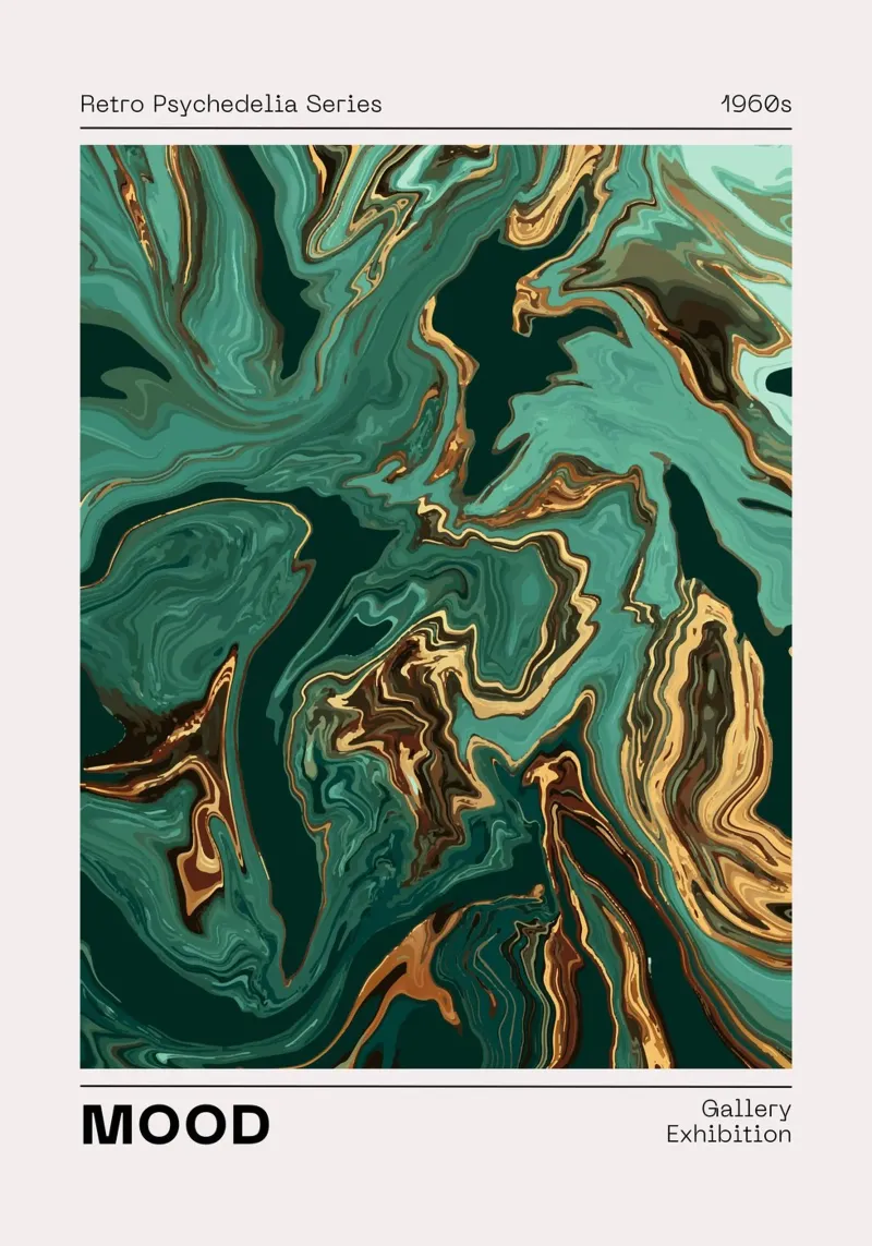 Retro Psychedelia Series Fluid Swirl Abstract Print hahnemühle de NorwesClub