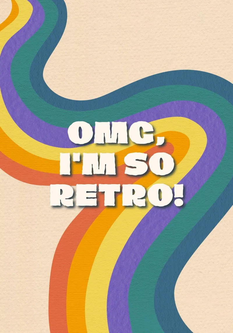 OMG ¡Soy tan retro! Wavy Colorful Graphic Art Print metacrilato de NorwesClub