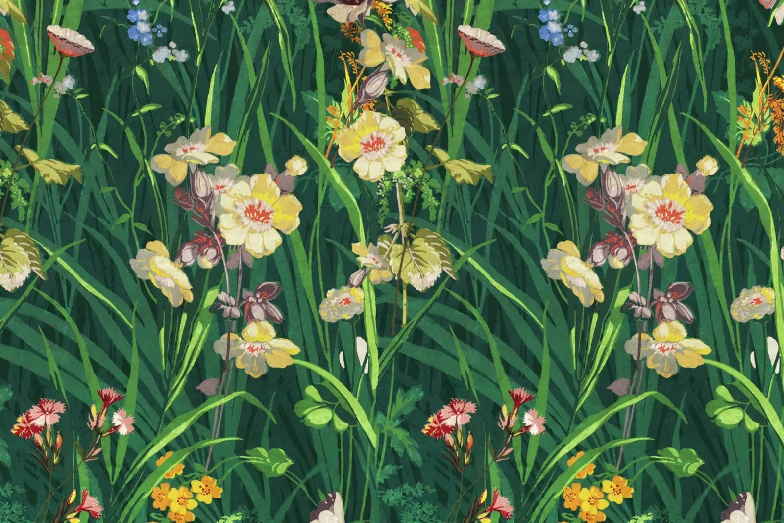 Üppiges florales Muster dekorativer Kunstdruck Leinwand mit Schattenfugenrahmen von NorwesClub