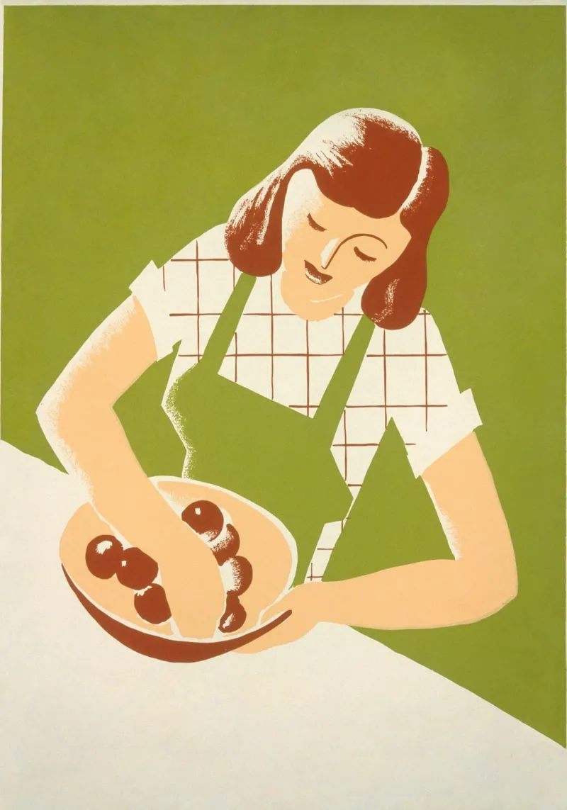 Ilustración Retro Mujer Mezclando Cocinando Impresión Artística poster de NorwesClub